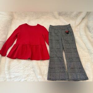 🌸5/$50🌸Jumping beans Red Thermal Top with plaid flare pants